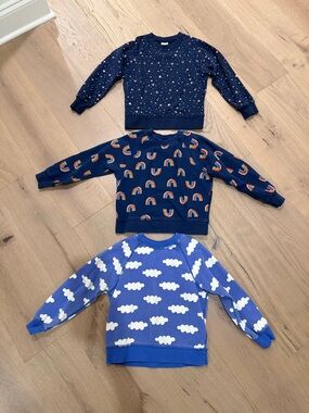 Hanna Andersson Navy Star, Rainbow & Cloud Sweatshirt Set
